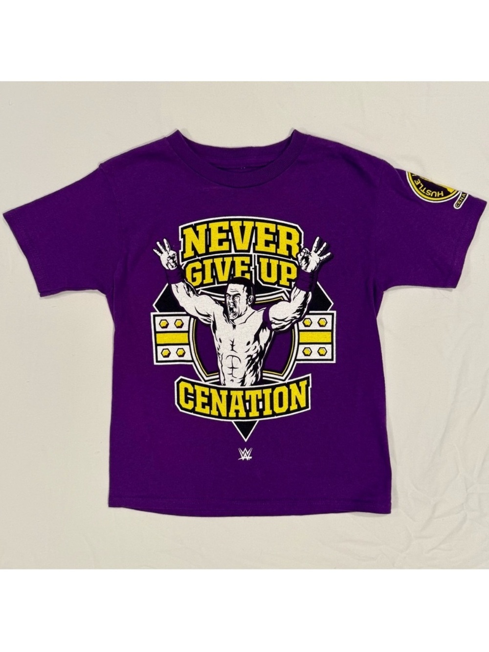 WWE John Cena Tee Boys 5/6 Girls Purple Never Give Up T-Shirt U Can’t See Me